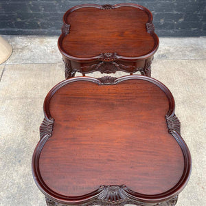 Pair of Antique Mahogany Carved Wood End / Side Tables