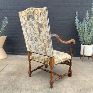 Pair of Italian Baroque Style High-Back Arm Chairs, 1970’s