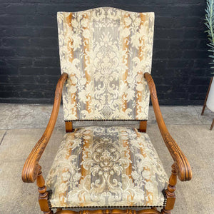 Pair of Italian Baroque Style High-Back Arm Chairs, 1970’s