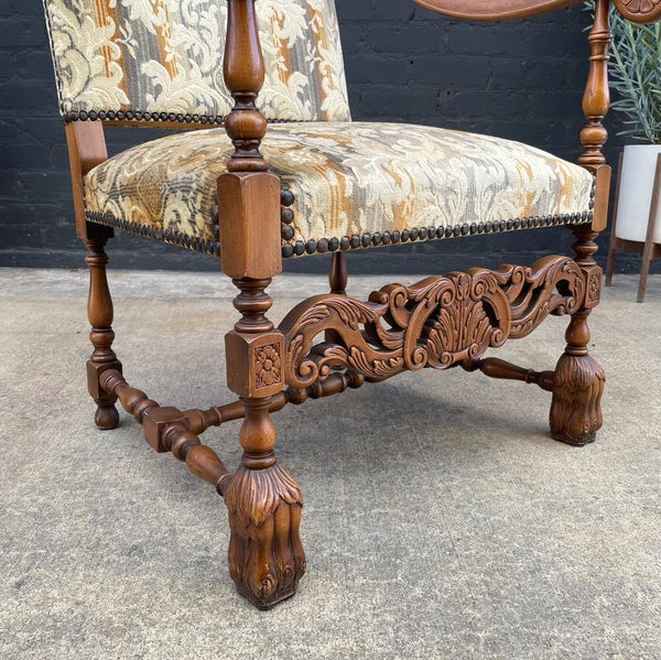 Pair of Italian Baroque Style High-Back Arm Chairs, 1970’s