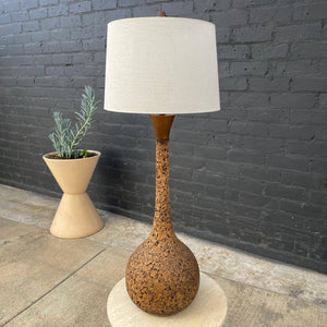 Mid-Century Modern Cork Table Lamp with New Shade, c.1960’s