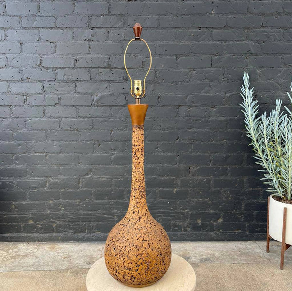 Mid-Century Modern Cork Table Lamp with New Shade, c.1960’s