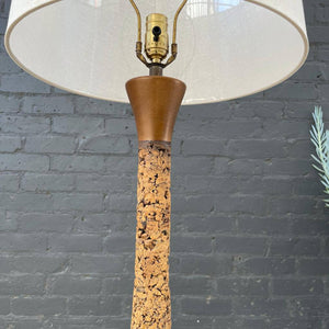Mid-Century Modern Cork Table Lamp with New Shade, c.1960’s