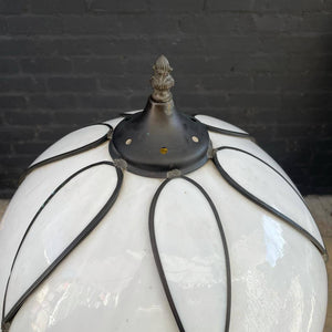 Antique Glass Shade & Wood Floor Lamp, c.1950’s