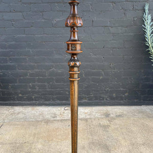 Antique Glass Shade & Wood Floor Lamp, c.1950’s