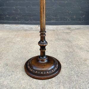 Antique Glass Shade & Wood Floor Lamp, c.1950’s