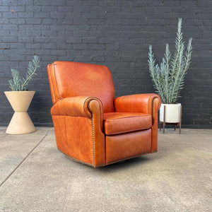 Vintage Cognac Leather Reclining Lounge Chair with Footrest