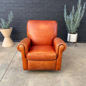 Vintage Cognac Leather Reclining Lounge Chair with Footrest