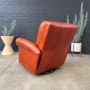 Vintage Cognac Leather Reclining Lounge Chair with Footrest