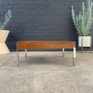 Mid-Century Modern Walnut Coffee Table with Chrome Accent, c.1960’s