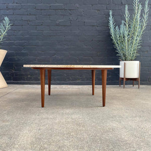 Mid-Century Modern Travertine Stone Top & Walnut Coffee Table, c.1960’s