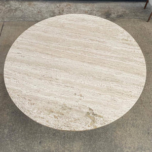 Mid-Century Modern Travertine Stone Top & Walnut Coffee Table, c.1960’s