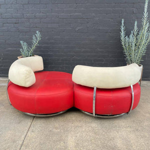 Vintage Modern Leather Sofa with Chrome Accents, c.1970’s