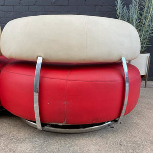 Vintage Modern Leather Sofa with Chrome Accents, c.1970’s