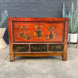 Vintage Oriental Style Painted Cabinet