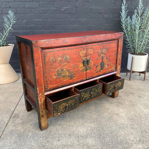 Vintage Oriental Style Painted Cabinet