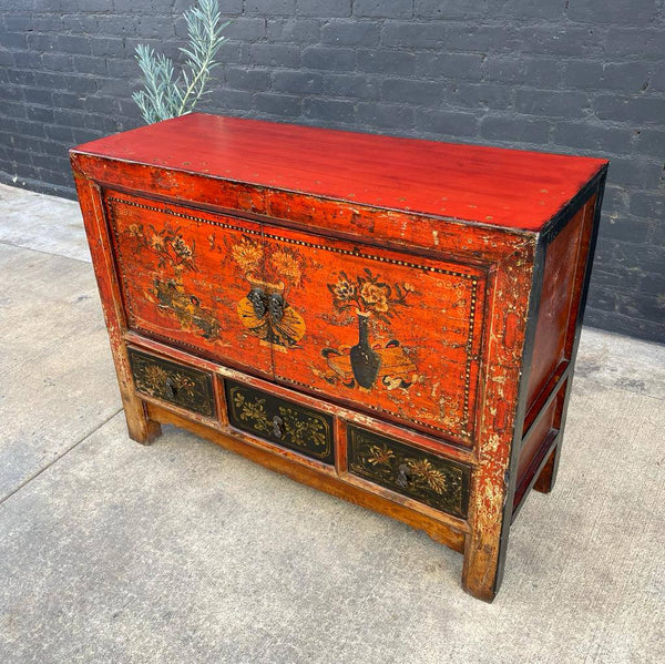 Vintage Oriental Style Painted Cabinet