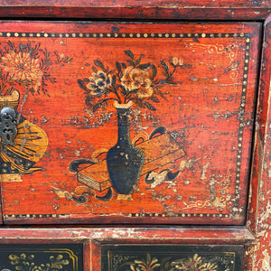 Vintage Oriental Style Painted Cabinet
