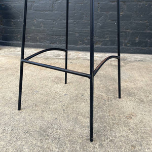 Set of 3 Vintage Iron & Oak Bar Stool