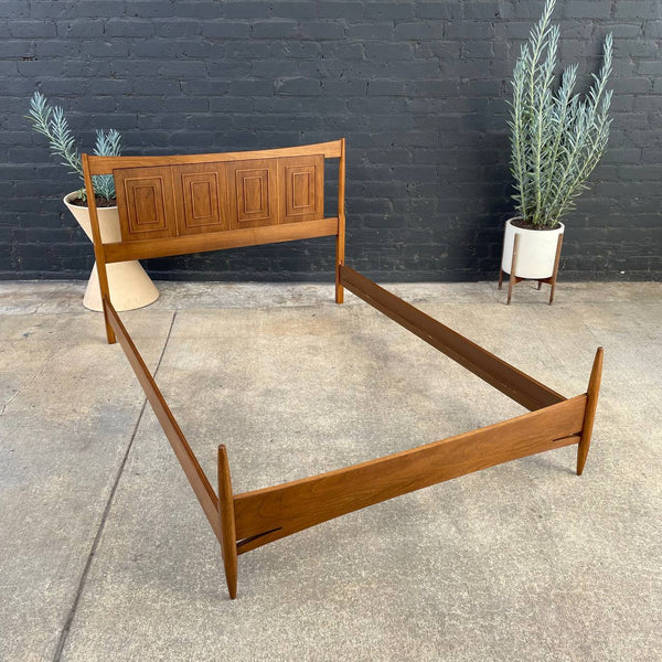 Mid-Century Modern “Sculptra” Walnut Full-Size Bed Frame by Broyhill, c.1960’s