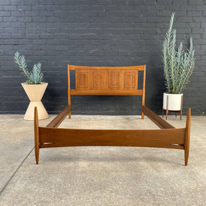 Mid-Century Modern “Sculptra” Walnut Full-Size Bed Frame by Broyhill, c.1960’s