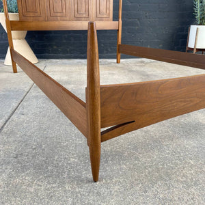 Mid-Century Modern “Sculptra” Walnut Full-Size Bed Frame by Broyhill, c.1960’s