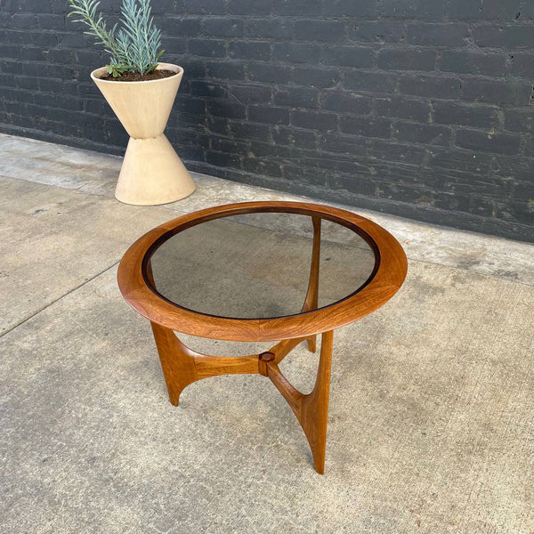 Mid-Century Modern Sculpted Side Table with Glass Top by Lane, c.1950’s
