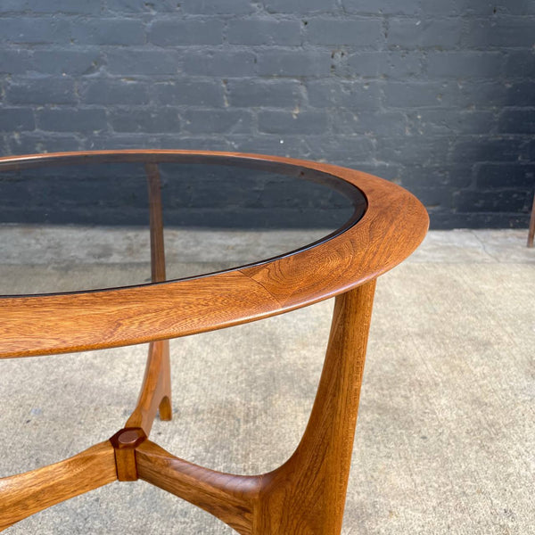 Mid-Century Modern Sculpted Side Table with Glass Top by Lane, c.1950’s