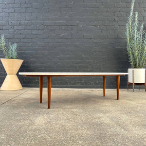 Mid-Century Modern Walnut Surfboard Style Coffee Table with Marble Top, c.1960’s