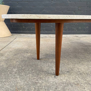 Mid-Century Modern Walnut Surfboard Style Coffee Table with Marble Top, c.1960’s