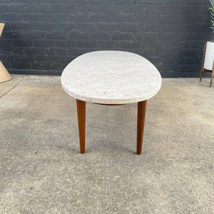 Mid-Century Modern Walnut Surfboard Style Coffee Table with Marble Top, c.1960’s