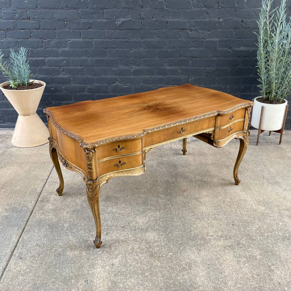 Antique French Provincial Style Desk with Carving Details, c.1950’s