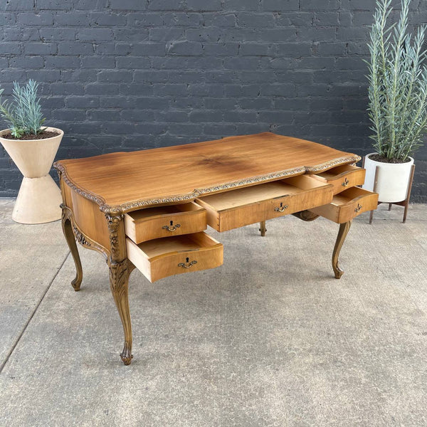 Antique French Provincial Style Desk with Carving Details, c.1950’s