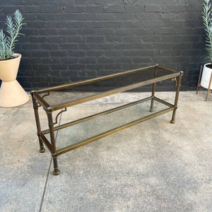 Vintage Mid-Century Modern Brass & Glass Console Table by Mastercraft, c.1970’s