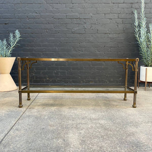 Vintage Mid-Century Modern Brass & Glass Console Table by Mastercraft, c.1970’s