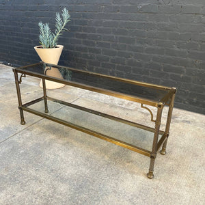 Vintage Mid-Century Modern Brass & Glass Console Table by Mastercraft, c.1970’s
