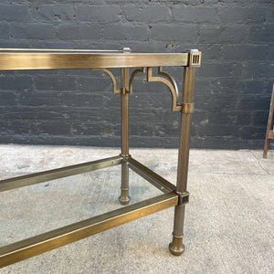 Vintage Mid-Century Modern Brass & Glass Console Table by Mastercraft, c.1970’s