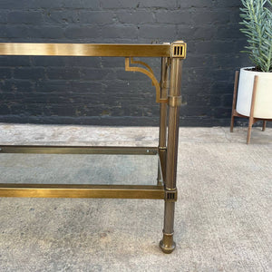 Vintage Mid-Century Modern Brass & Glass Console Table by Mastercraft, c.1970’s