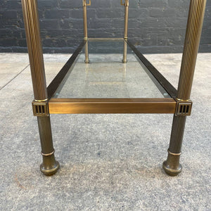 Vintage Mid-Century Modern Brass & Glass Console Table by Mastercraft, c.1970’s