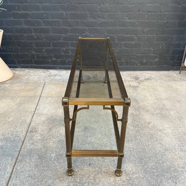 Vintage Mid-Century Modern Brass & Glass Console Table by Mastercraft, c.1970’s