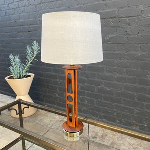 Mid-Century Modern Walnut & Brass Table Lamp with New Shade, c.1960’s
