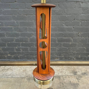 Mid-Century Modern Walnut & Brass Table Lamp with New Shade, c.1960’s