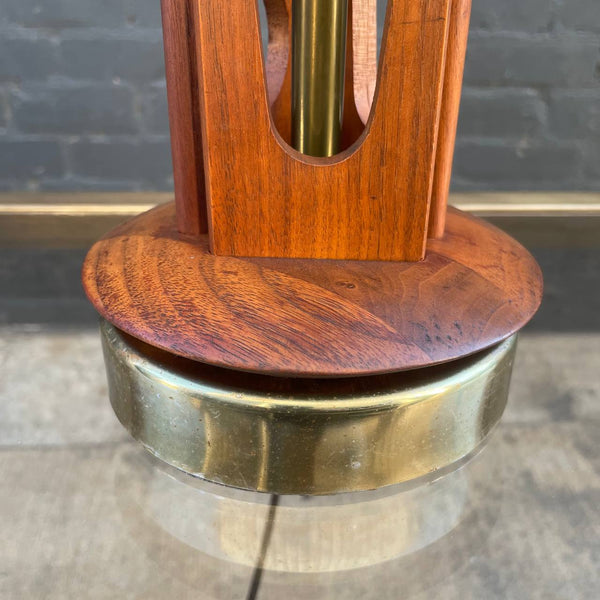 Mid-Century Modern Walnut & Brass Table Lamp with New Shade, c.1960’s