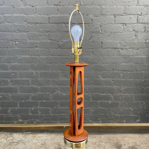 Mid-Century Modern Walnut & Brass Table Lamp with New Shade, c.1960’s