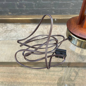 Mid-Century Modern Walnut & Brass Table Lamp with New Shade, c.1960’s