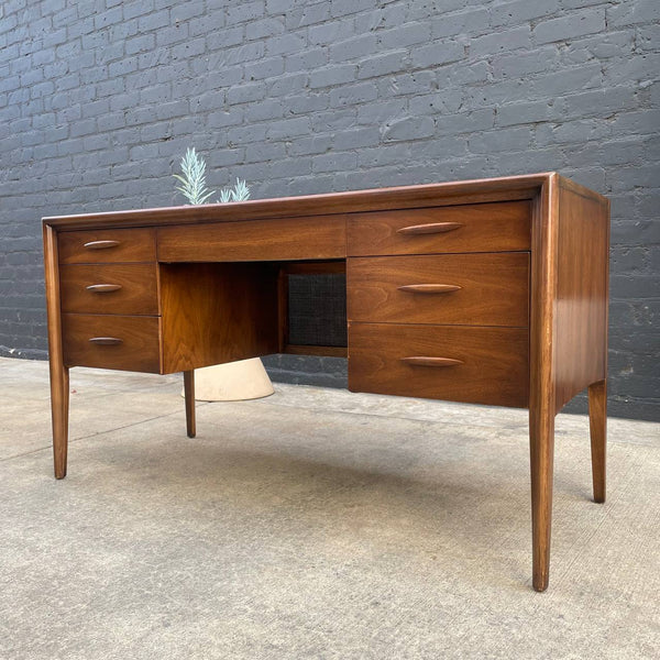 Mid-Century Modern “Emphasis” Walnut & Cane Desk by Broyhill, c.1960’s