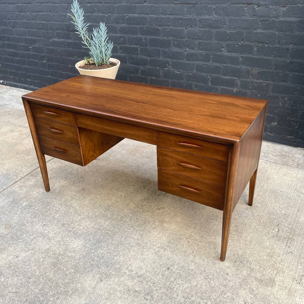 Mid-Century Modern “Emphasis” Walnut & Cane Desk by Broyhill, c.1960’s