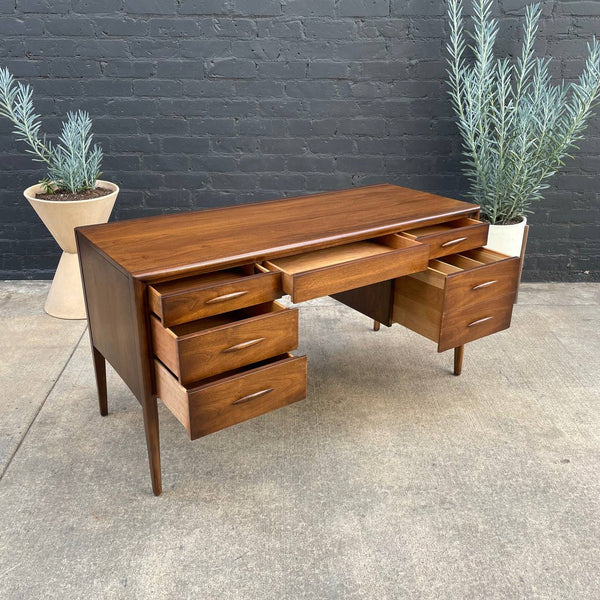 Mid-Century Modern “Emphasis” Walnut & Cane Desk by Broyhill, c.1960’s