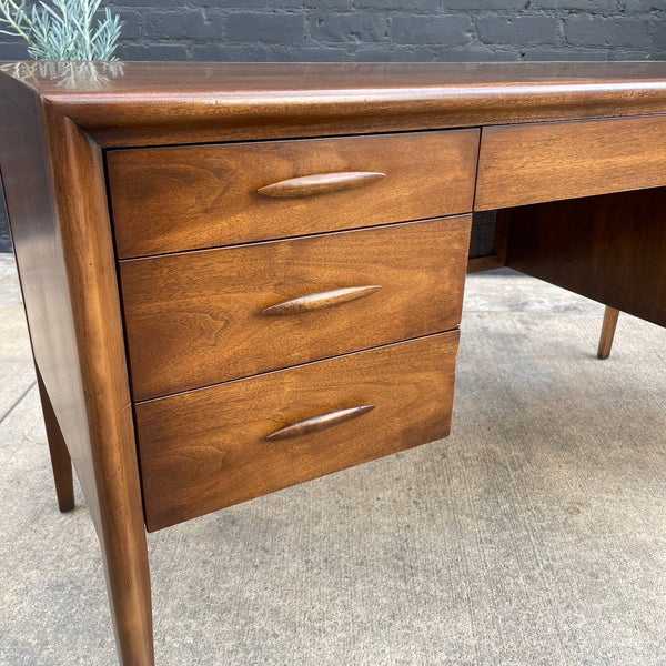 Mid-Century Modern “Emphasis” Walnut & Cane Desk by Broyhill, c.1960’s