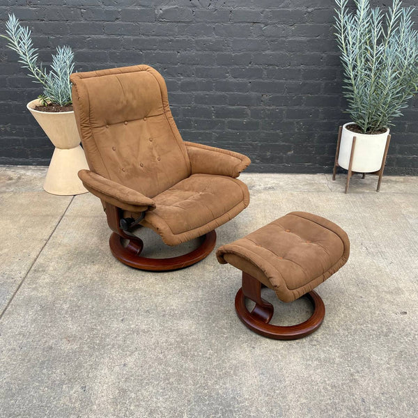 Ekornes Stressless Suede Reclining Chair with Ottoman